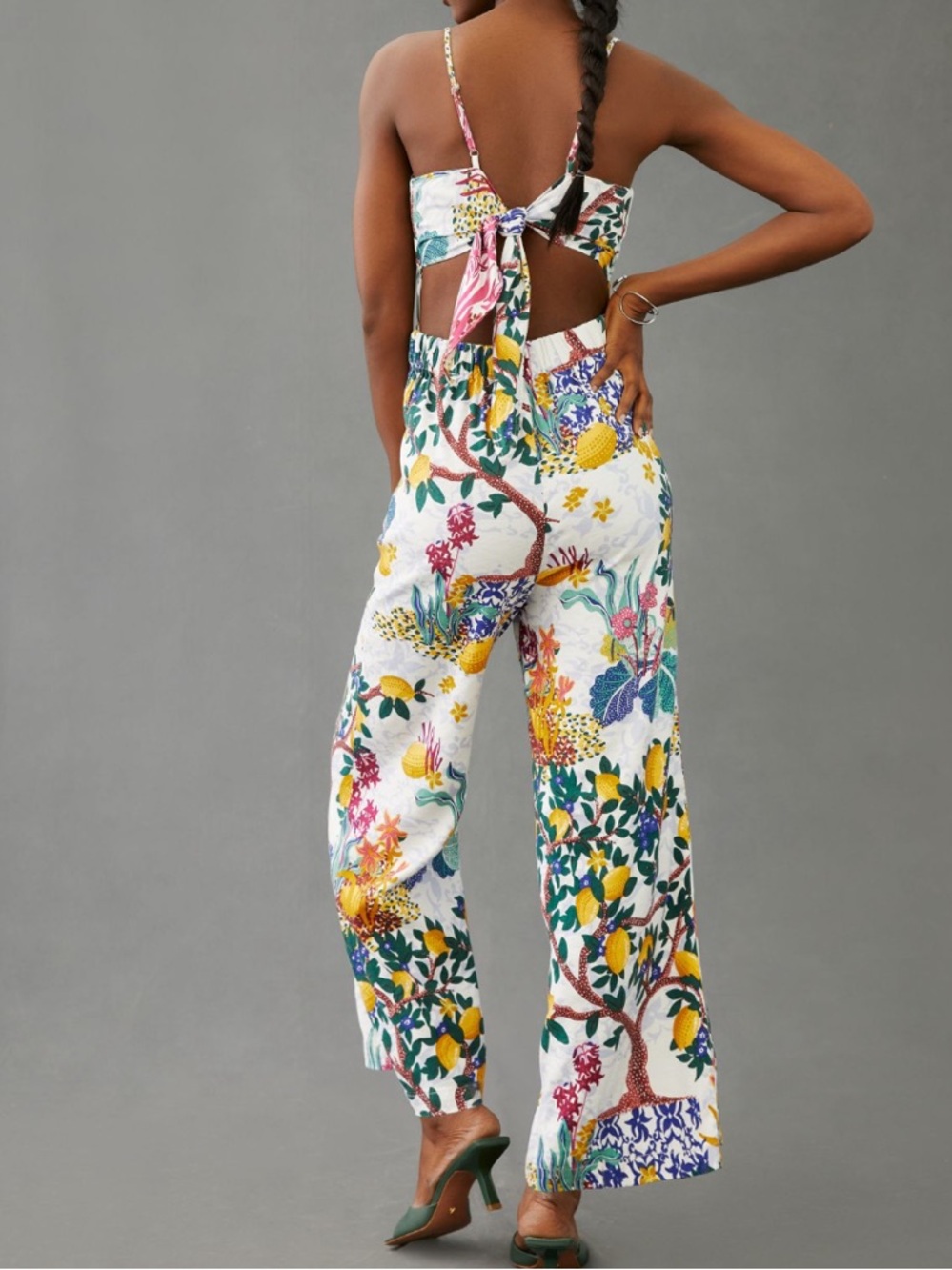 Maeve Cutout Linen Jumpsuit Anthropologie Beachy Vacation Floral Fun - Picture 6 of 7